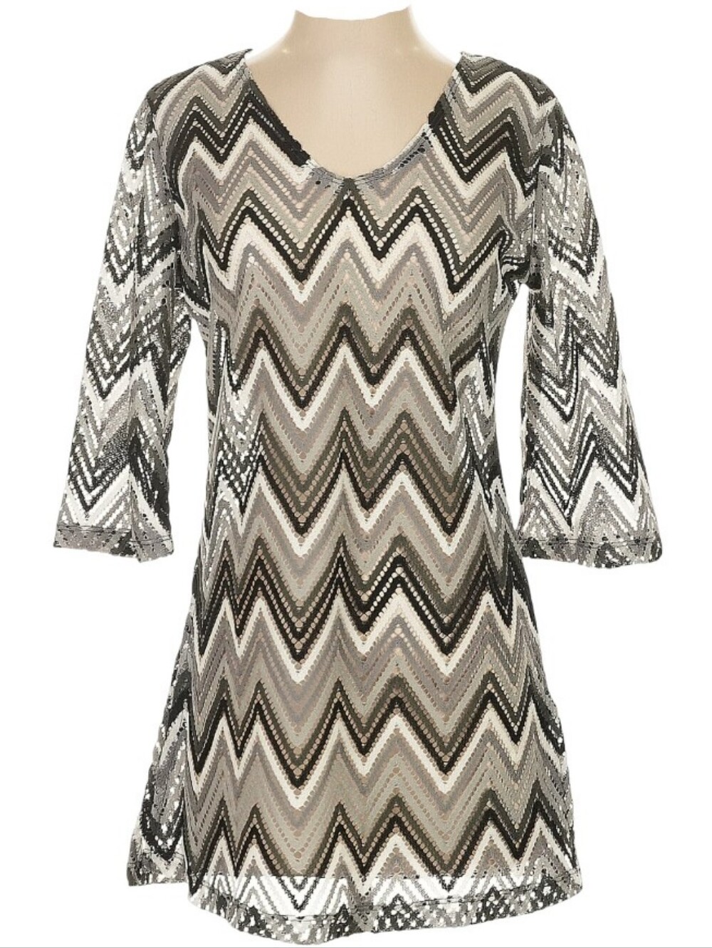 J VALDI Chevron Knit Beach Cover Up Tunic Dress Small